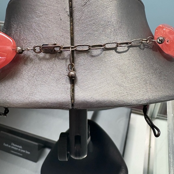 Chunky Cherry Quartz Necklace w/ 925 Silver Beads and Clasp - Picture 3 of 4